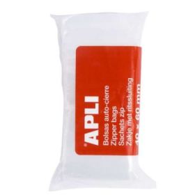 Apli Pack de 100 Bolsas con Zip Auto Cierre Transparentes - Tamaño 40x60mm - Cierre Seguro y Facil Manipulacion - Aptas para Uso