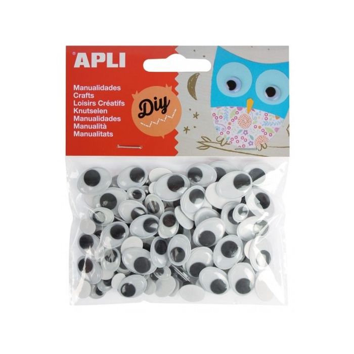 Apli Ojos Moviles Adhesivos Ovalados - Gran Poder de Adhesion - Versatiles para Multiples Superficies - Ideales para Manualidade