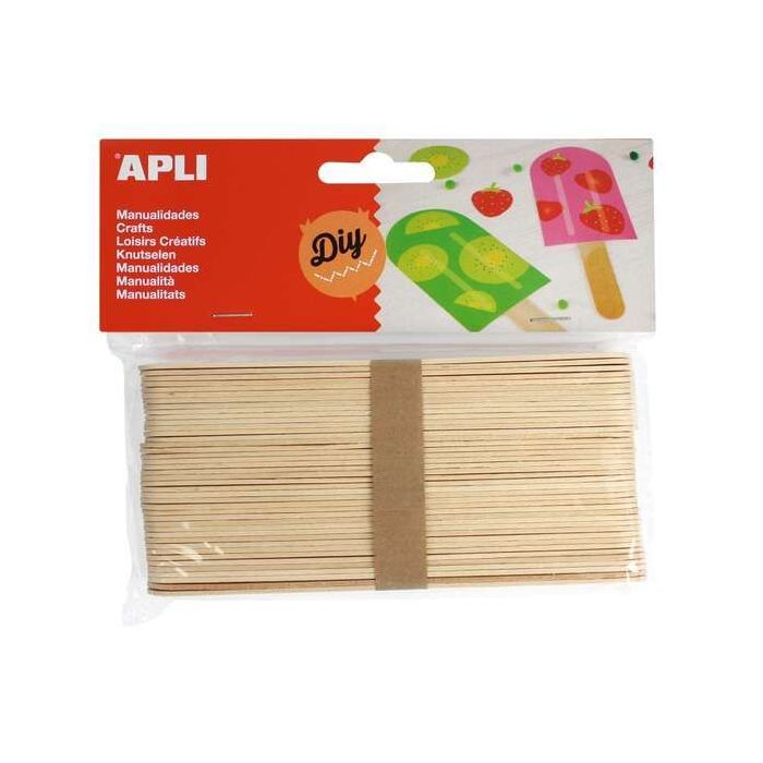 Apli Pack de 40 Palos Polo Jumbo de Madera Natural 150 x 18 mm - Color Madera