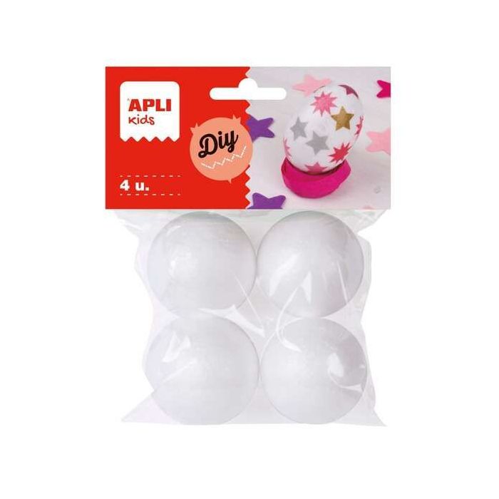 Apli Pack de 4 Bolas de Porexpan Ø 45 mm - Color Blanco
