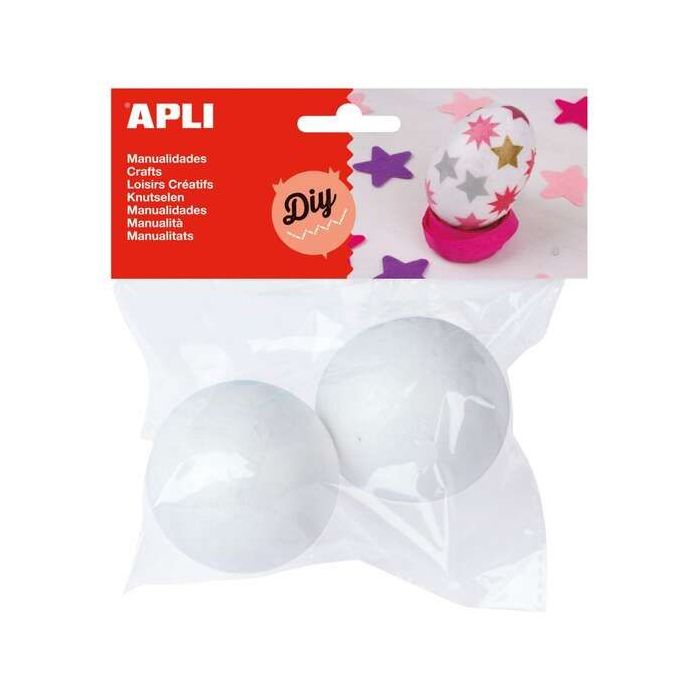 Apli Pack de 2 Bolas de Porexpan Ø 60 mm - Color Blanco