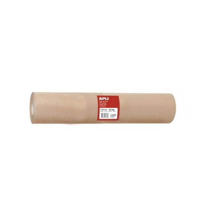 Apli Bobina de Papel Kraft - Ideal para Dispensadores - Perfecto para Envolver Productos - Uso en Fabricas y Almacenes - Color M