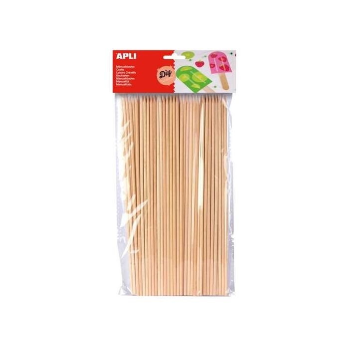 Apli Pack de 50 Palos de Madera Natural 200 x 3 mm - Color Madera