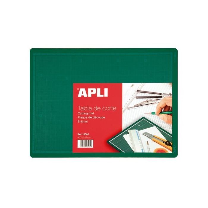 Apli Tabla de Corte PVC A4 - Antideslizante - Auto Cicatrizante - Cuadricula y Angulos Impresos - Ideal para Manualidades y Proy