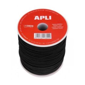 Apli Bobina de Cuerda Elastica - Duradera - Flexible - Facil de Cortar y Atar - Ideal para Manualidades - Color Negro