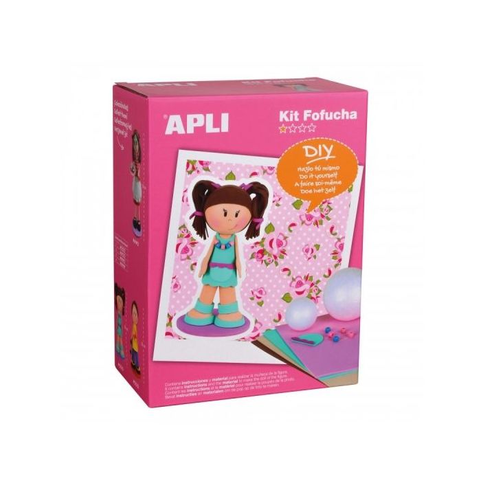 Apli Kit de Manualidades Fofucha Niña - Incluye Todo el Material - Patrones e Instrucciones Visuales - Ideal para Principiantes