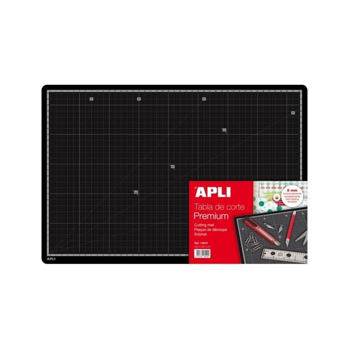 Apli Tabla de Corte PVC A3 - Antideslizante - Auto Cicatrizante - Impresion en Gris - Calidad Superior - Ultrarresistente - Prec