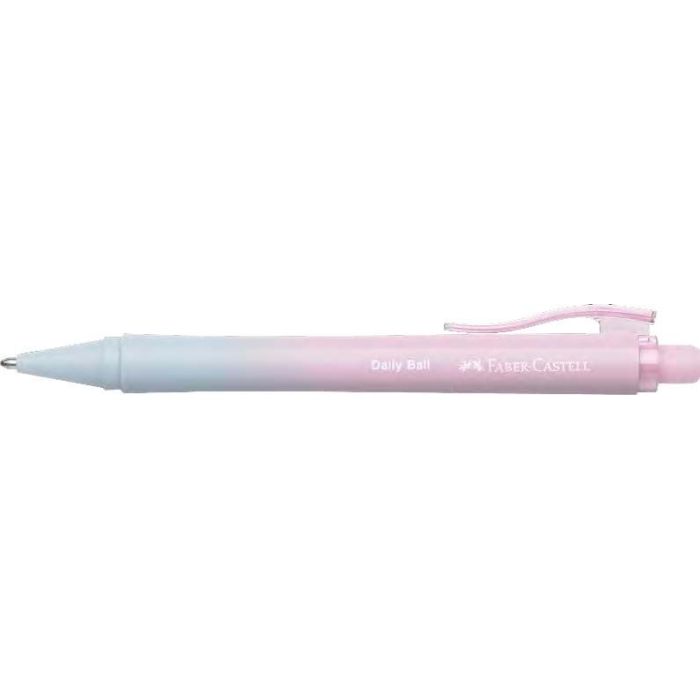 Faber-Castell Daily Ball Flow Edition Blushing Sky Boligrafo Retractil XB - Atractivo Diseño - Tinta Azul Indeleble - Color Rosa