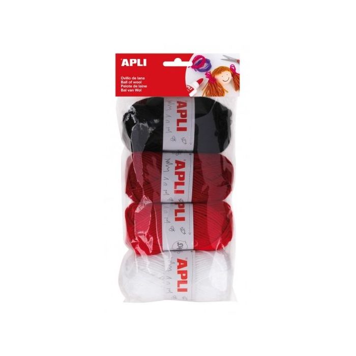 Apli Pack de 4 Ovillos de Lana Acrilica - Tonos Rojos y Combinables - Flexibles y Resistentes - Lavables a Maquina - Ideales par