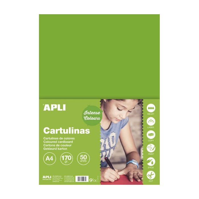 Apli Cartulina Verde Hierba A4 170g 50 Hojas