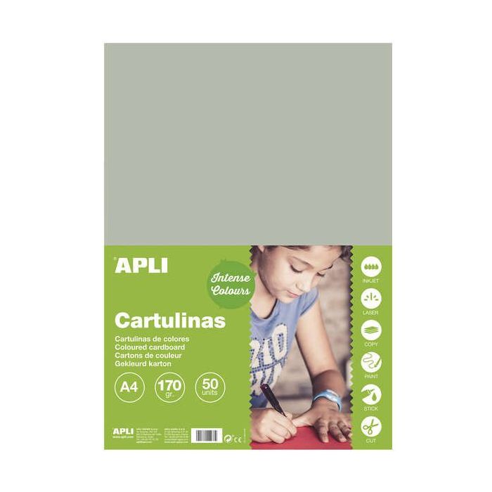 Apli Cartulina Gris A4 170g 50 Hojas