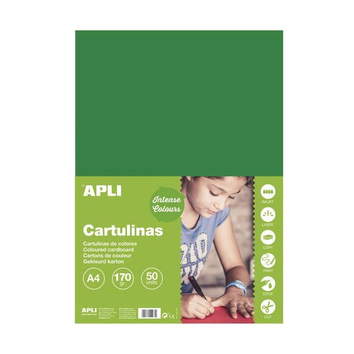 Apli Cartulina Verde Oscuro A4 170g 50 Hojas