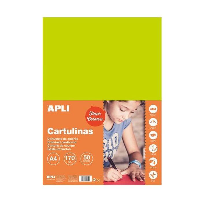 Apli Cartulina Verde Fluorescente A4 170g 50 Hojas