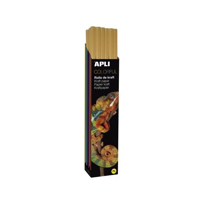 Apli Rollo de Papel Kraft - 70gr - Fibras Naturales - Alta Resistencia - Homogeneidad de Color - Ideal para Manualidades y Embal