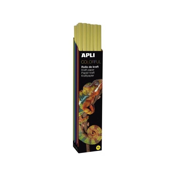 Apli Rollo de Papel Kraft - 70gr - Fibras Naturales - Alta Resistencia - Homogeneidad de Color - Ideal para Embalajes y Manualid