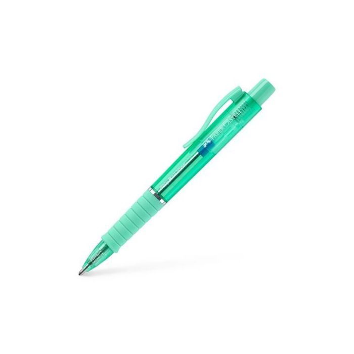 Faber-Castell Poly Ball View Aurora Colours Boligrafo Retractil XB - Cuerpo Translucido - Grip de Agarre - Tinta Azul - Color Ve