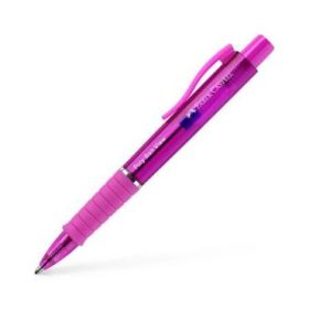 Faber-Castell Poly Ball View Aurora Colours Boligrafo Retractil XB - Cuerpo Translucido - Grip de Agarre - Tinta Azul - Color Fu