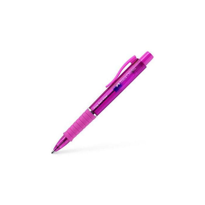Faber-Castell Poly Ball View Aurora Colours Boligrafo Retractil XB - Cuerpo Translucido - Grip de Agarre - Tinta Azul - Color Fu