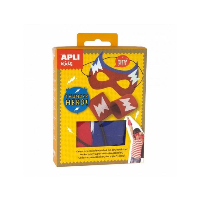 Apli Mini Kit de Manualidades para Superheroes - Incluye 12 Piezas y Cuerda Elastica - Reduce Estres - Aumenta Autoestima - Mejo