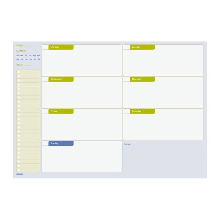 Finocam Bari Planificador sin Fechar - Internacional - Semana Vista Horizontal - Formato A4 - 297x210mm - Papel de 90g/m2 - 60 H