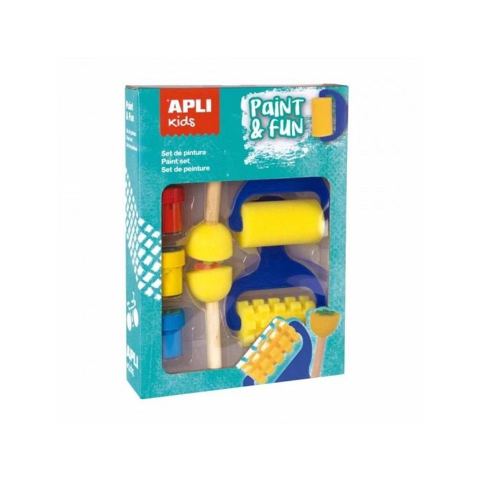 Apli Pack de Pintura para Niños - Incluye 3 Temperas y Accesorios - Fomenta la Creatividad y la Colaboracion