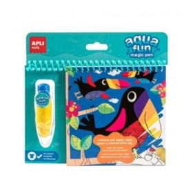 Apli Bloc para Colorear con Pincel de Agua Jungla - Ilustrado por Liza Lewis - Reutilizable - Sin Manchas - Compacto y Portatil