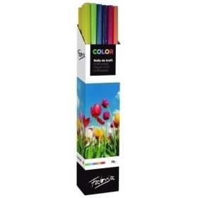 Fabrisa Expositor de 30 Rollos de Papel Regalo - Papel Kraft Verjurado de 70gr - Medidas del Rollo 1x3m - Colores Surtidos