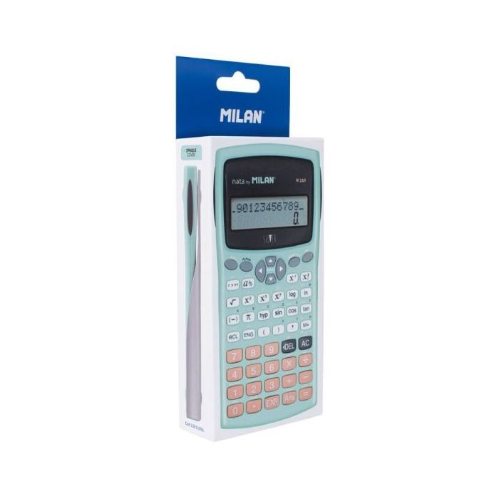 Milan M240 Silver Calculadora Cientifica 10+2 Digitos - Pantalla de 2 Lineas - 240 Funciones Integradas Incluyendo 124 Cientific