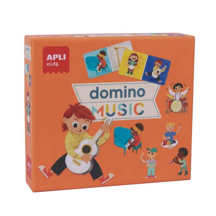 Apli Domino Music de la Coleccion Expressions - 28 Piezas Tematicas de Musica - Facil Manejo para Niños - Carton de 2mm con Acab