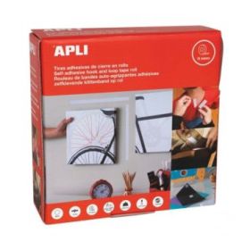 Apli Dispensador de Cinta Adhesiva Gancho Bucle - Union Segura - Reutilizable - Resistencia hasta 10 kg - Adhesivo Acrilico de A