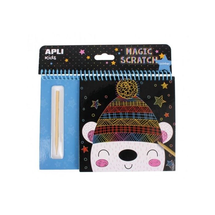 Apli Bloc de Laminas para Rascar Invierno - Juego Didactico - Promueve Creatividad - Refuerza Confianza - Mejora Habilidad Manua
