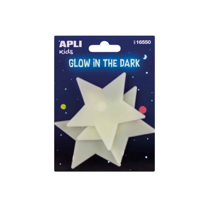 Apli Estrellas Luminiscentes 3D - Brillan en la Oscuridad - Adhesivo Permanente - Decoracion Versatil