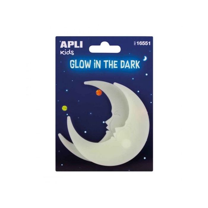 Apli Lunas Luminiscentes 3D - Plastico Solido - Brillan en la Oscuridad - Adhesivo Permanente - Decoracion Versatil