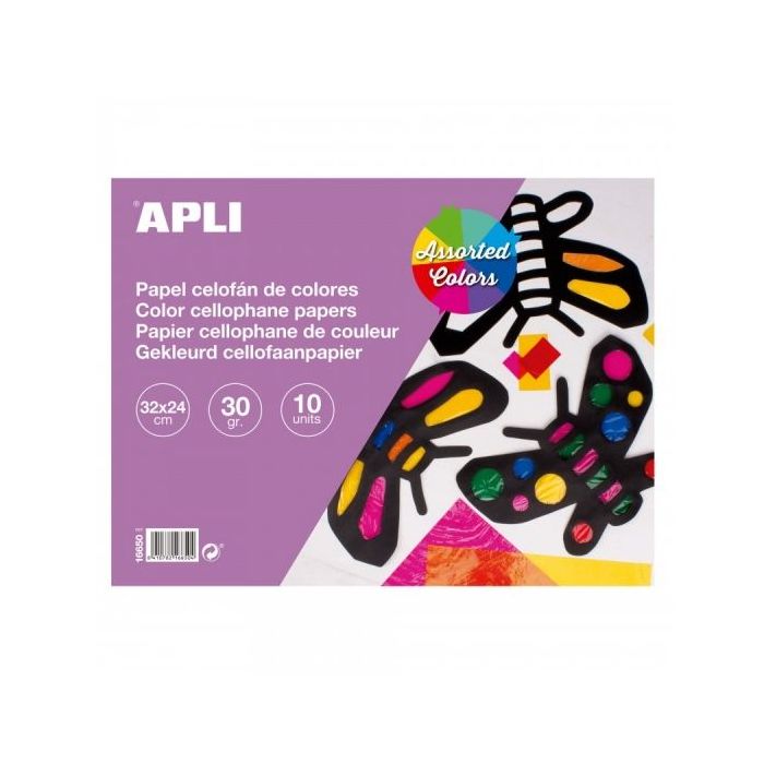 Apli Bloc de Papel Celofan - Ideal para Manualidades y Scrapbooking - Colores Surtidos