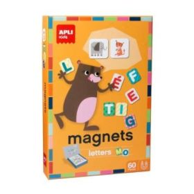 Apli Juego Magnetico Letras - 1 Escenario Imantado 28 x 18 cm - 48 Fichas de Letras, 12 Fichas de Animales - Recomendado para Ni