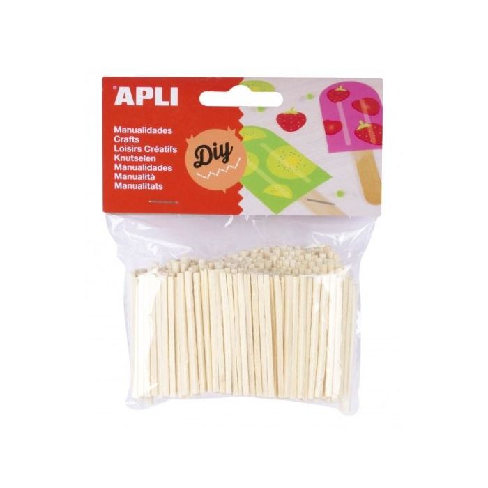 Apli Pack de 500 Mini Palitos de Madera - Gran Resistencia - Faciles de Pegar, Pintar y Cortar - Ideal para Manualidades y Maque