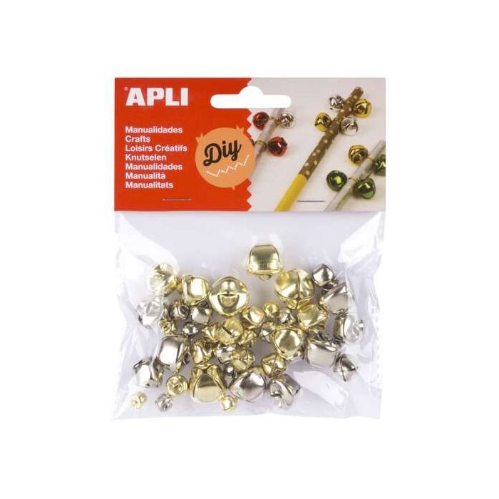 Apli Pack con 40 Cascables - Tamaños Surtidos Ø 8 mm, Ø 10mm, Ø 12mm, Ø 15mm y Ø 18mm - Colores Oro y Plata