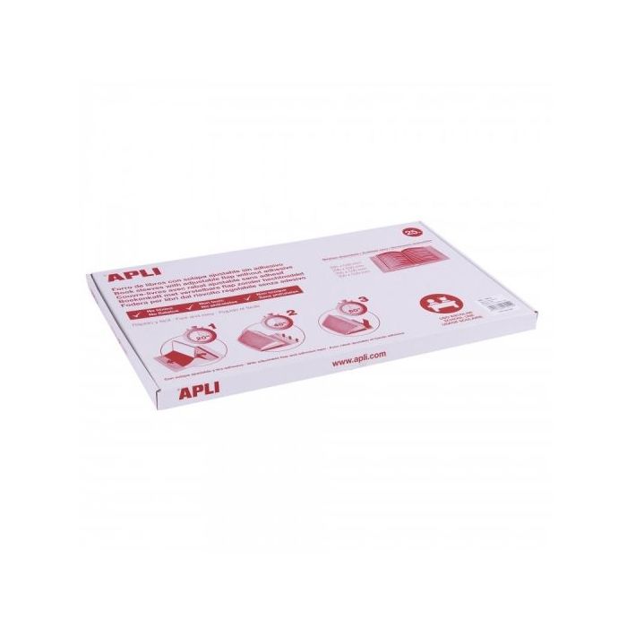 Apli Caja de 25 Fundas Transparentes de PVC con Solapa Autoajustable - Adaptables sin Corte - Adhesivo Eco-Friendly