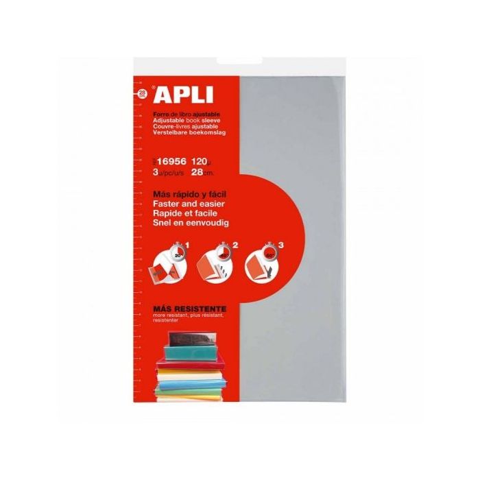Apli Pack de 3 Fundas Transparentes de PVC - Solapa Autoajustable - Facil Aplicacion - Eco-Friendly