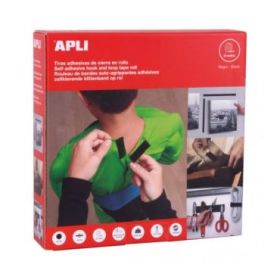 Apli Dispensador de Cinta Adhesiva Gancho Bucle - Union Segura - Reutilizable - Resistencia hasta 10 kg - Adhesivo Acrilico de A