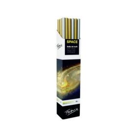 Fabrisa Space 2C Expositor de 30 Rollos de Papel Regalo - Papel Kraft Verjurado de 70gr - Medidas del Rollo 1x3m - Colores Oro y