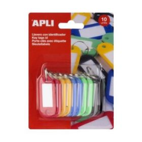 Apli Pack de 10 Llaveros con Etiqueta - Sistema Porta Etiquetas de Facil Apertura - Ideal para Oficinas, Almacenes y Hogar - Col
