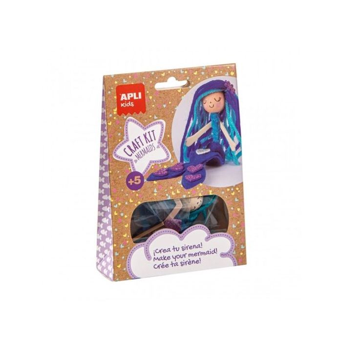 Apli Mini Kit de Manualidades Sirena Azul - Reduce el Estres - Aumenta la Autoestima - Mejora la Memoria - Desarrolla la Coordin