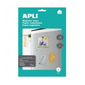 Apli Pack de 3 Hojas de Papel Magnetico A4 - 650gr - Apto para Impresoras Inkjet - Facil de Usar - Ideal para Imagenes Personali