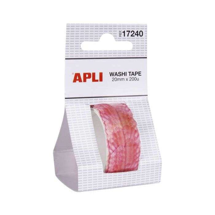 Apli Washi Tape Petalos Precortados - Tamaño 20mmx2m - 200 Petalos Rosados - Adhesivo de Alta Calidad - Ideal para Manualidades