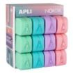 Apli Nordik Expositor de 12 Estuches de Silicona Rectangulares - Resistentes al Agua - Medidas 75x185x55mm - Colores Surtidos