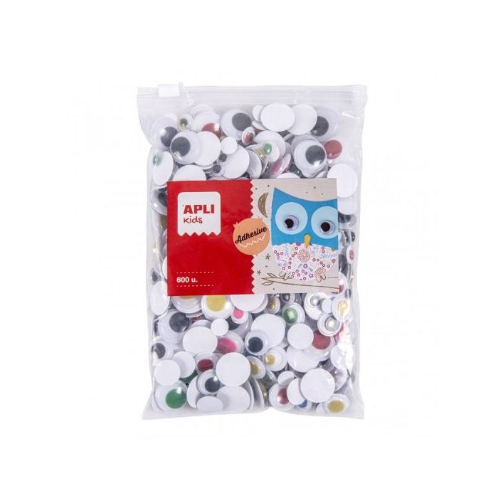 Apli Ojos Moviles Adhesivos - Gran Adhesion - Formato MAXI - Ideal para Escuelas y Manualidades - Color Amarillo