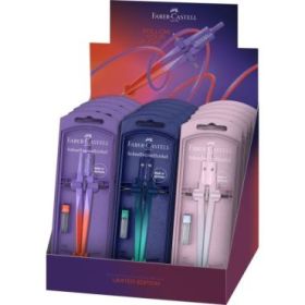 Faber-Castell Stream 2026 Flow Edition Expositor con 15 Compases Escolares de Ajuste Rapido - Circunferencias de hasta Ø 340mm -