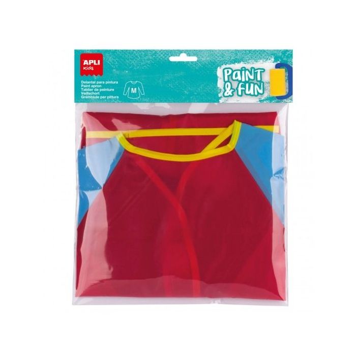 Apli Delantal/Bata para Pintura - Talla M - Bolsillo para Herramientas - Cierre Velcro Posterior - Ideal para Niños de 3 a 5 Año