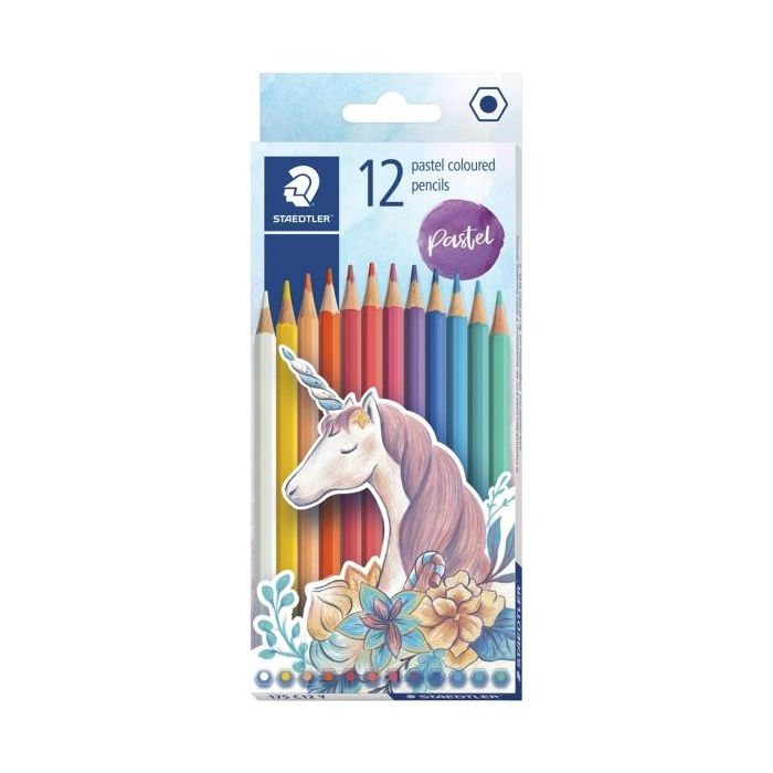 Staedtler 175 Pack con 12 Lapices Hexagonales de Colores Pastel - Facilidad de Afilado - Colores Pastel Surtidos